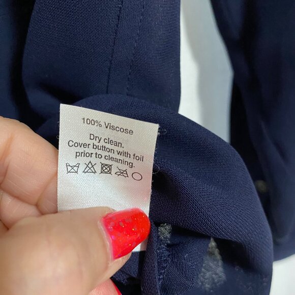 J. Crew Drapey Crepe Henley Tunic Navy Blue Blouse Size 4 - Picture 6 of 9